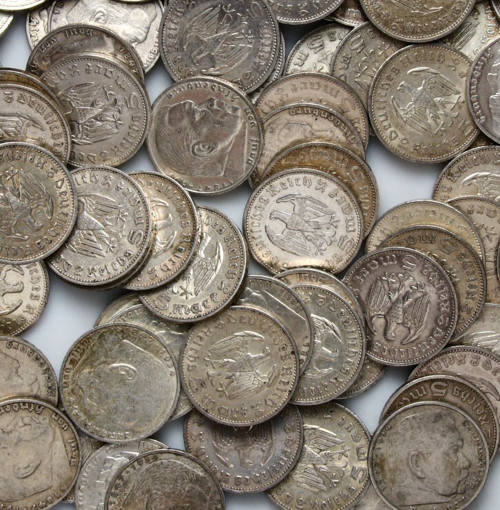 German WW2 - Third Reich - Lot 25 Coins 5 Reichsmark 1935-1936