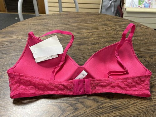 Reggiseno push up parigino intimo senza ferretto medio rosa caldo cuore pizzo nuovo con etichette - Foto 6 di 6
