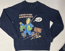 80's Fishing Sweatshirt Crewneck Made in USA Funny Cartoon ScreenStars Sz LG