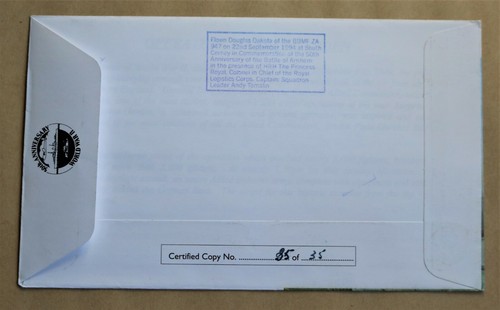 OPERATION MARKET GARDEN 50TH ANNIVERSARY 1994 COVER SIGNED BY Sgt FRANK BECK - Picture 2 of 4