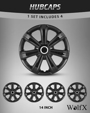 14 Inch Set Of 4 Black Wheel Covers Snap On Hub Caps Fit R14 Tire Steel Rims 14 Inch Set Of 4 Black Wheel Covers Snap On Hub Caps Fit R14 Tire Steel Rims