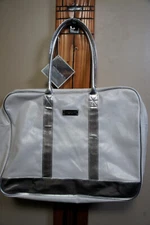 NEW Michael Kors White & Chrome Gorgeous Weekender Tote Shopper Shopping Bag