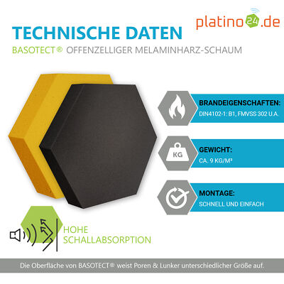 Panneau Absorbeur Sonore Alvéoles Basotect 3D Platino24 - Neuf Pour Mur/plafond