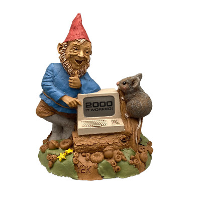 Vtg TOM CLARK Gnome Y2K It Worked Sculpture Figurine With Mouse #6359 Wolfe 1998