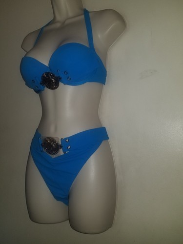 Honey Birdette 3-piece Brooklyn Blue Bikini Set 34B & Bikini Brief S or M NWT - Picture 8 of 12