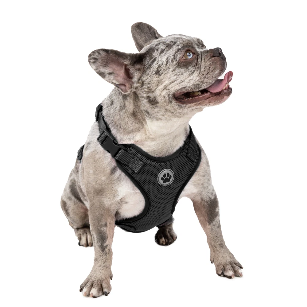 Dog Harness, Mesh Adjustable, Reflective Dog Walking Pet Harness, Black, Size M