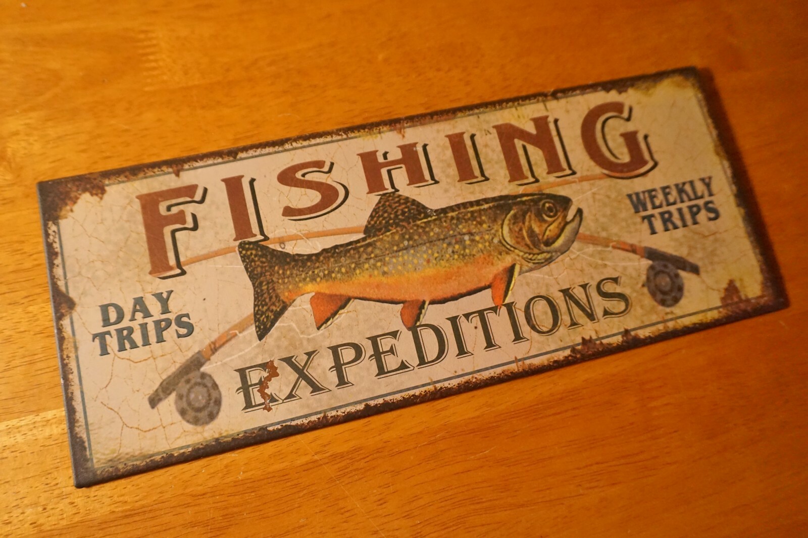 Fishing Expeditions Trout Fisherman Rustic Log Cabin Lodge Camping Home Decor