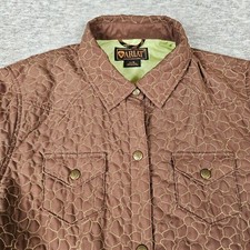 Ariat Brown Green Stitching Poly Quilted Jacket with Snap Closure  4 Pockets L