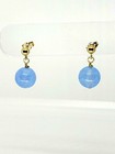 14k Yellow Gold Genuine Blue Jade Ball Post Drop Dangle Earrings — photo 2