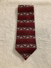 Evan Picone Tie Men’s 58" Red White Black. Abstract 100% Silk Made in USA