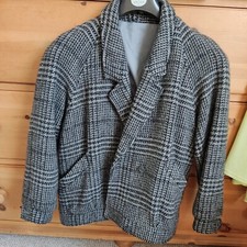 Cairngorm M 14-16 Wool Tweed Jacket Grey Black Vgc Smart