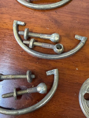 antico set ferramenta ovale aquila ottone Hepplewhite periodo federale 1820 fine orig - Foto 16 di 24
