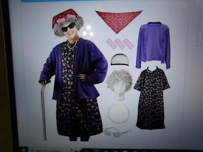 Old Lady Costume Grandma Outfit - Child Medium Halloween Fancy Dress | eBay