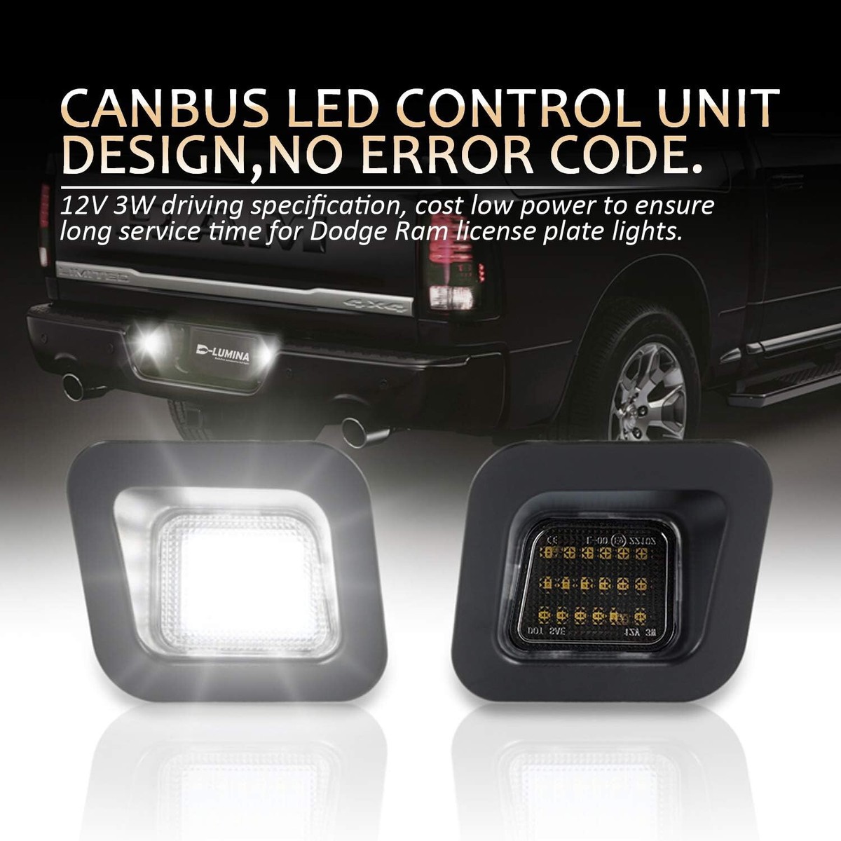 LED Mount 3rd Third Brake+License Plate Light For 09-18 Dodge