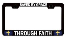 Saved By Grace Through Faith Religious Steel Auto Suv License Plate Frame