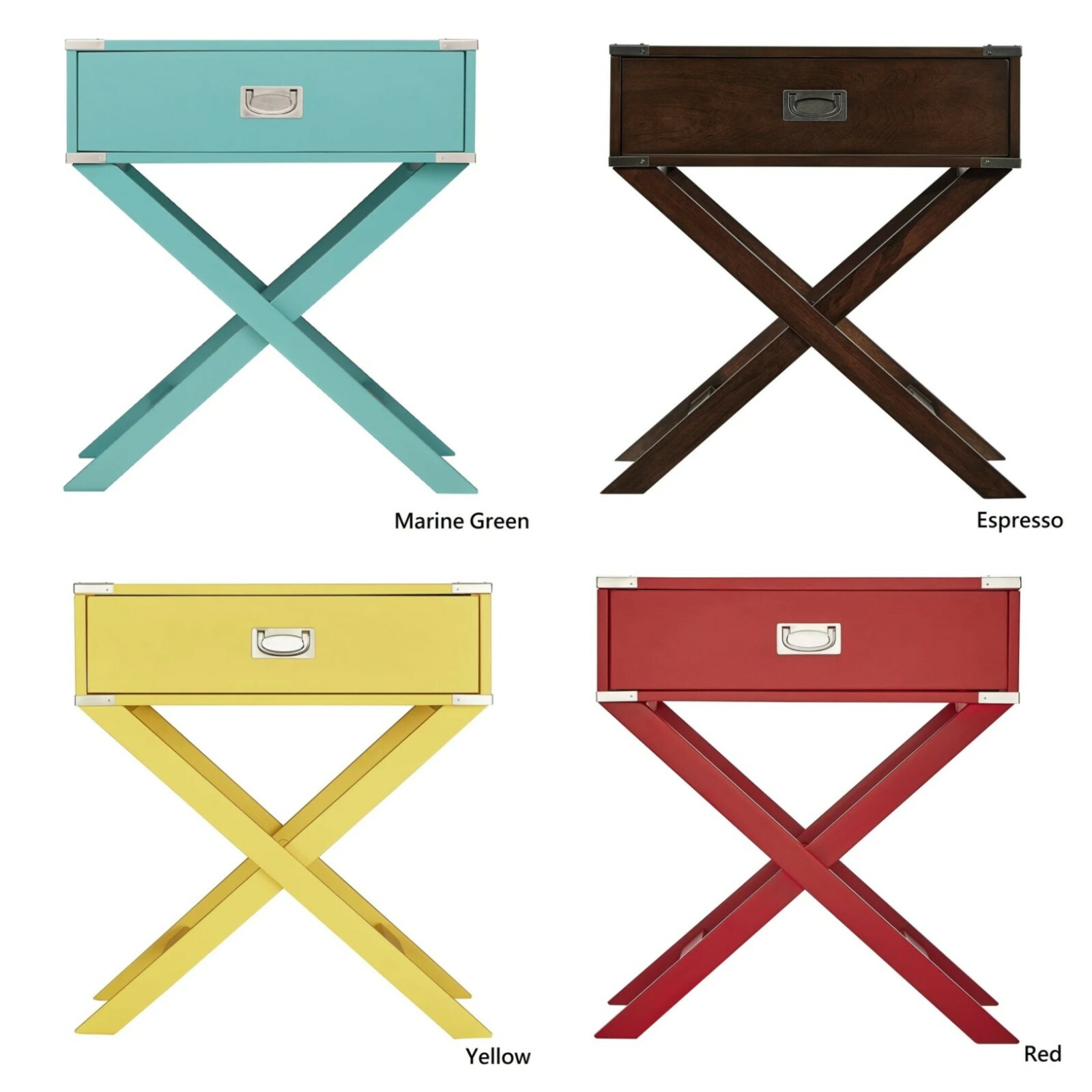 Modern Wood Accent Sky Blue X Base Nightstand Campaign Sofa Table Storage Drawer For Sale Online Ebay