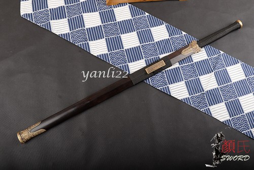 Chinese Sword Han Dynasty Folded Steel Jian Brass Fittings Double Sharp Edge - Picture 2 of 12