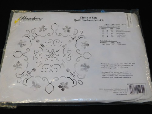 Set of 6 HERRSCHNERS Stamped Cross Stitch Embroidery QUILT BLOCKS ...