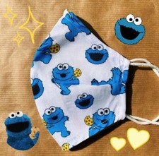 Handmade Retro Cookie Monster 100% Cotton Face Mask