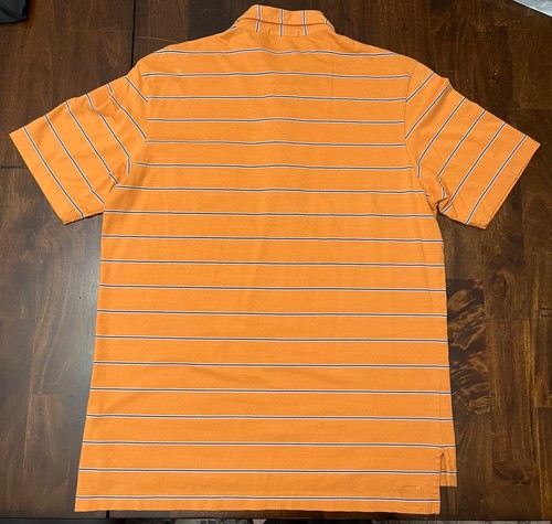 Peter Millar VC Orange Striped Short Sleeve Polo Shirt Men’s Size Medium - Picture 4 of 5