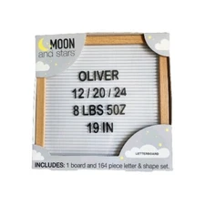 Newborn Changeable Letterboard, 164 Piece Letters/Shape, Baby Gift, Moon & Stars