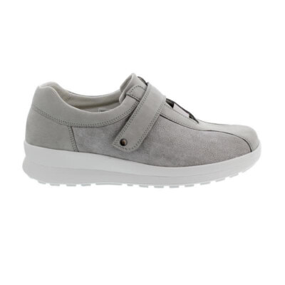 Berkemann Susanna loafer, grey, soft nubuck/stretch, Hook and Loop, removable foot