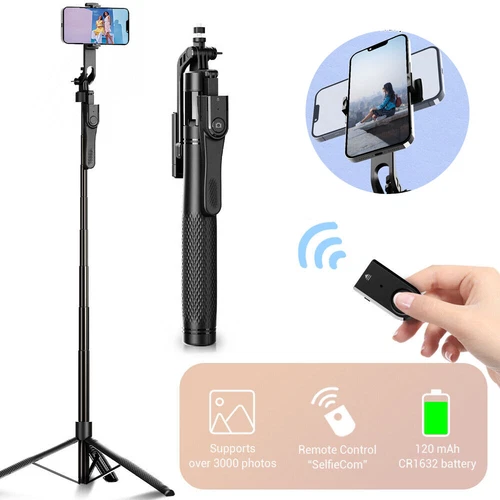 360° Selfie Stick Tripod Remote Bluetooth Stand Phone Desktop Stand Desk Holder - Picture 2 of 10