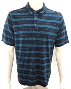 J14-THE-NORTH-FACE-BLUE-STRIPED-S-S-POLO-COTTON-SHIRT-MEN-039-S-LARGE-EUC