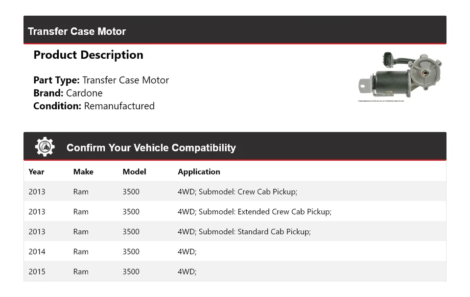 Para Ram 3500 2013-2015 4x4 caja de transferencia motor cardone 2014 Foto 2 de 4