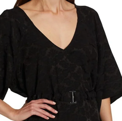 NWT GANNI Jacquard Belted Crisscross Kaftan Oversized Midi Dress EU 34/ US 2 - Picture 4 of 18