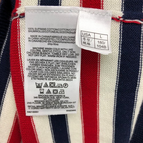 Brooks Brothers Mens Supima Cotton V-Neck Sweater SZ L Red White Blue Patriotic - Picture 4 of 6