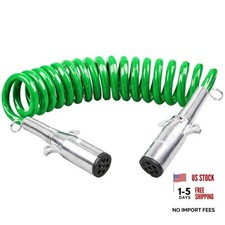 7 Way Trailer Wire 15FT Electrical Power Coiled Cord- ABS Trailer Breakaway