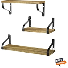 Unique Streamline Design Floating Shelves - 3-Piece Set for Stylish Storage