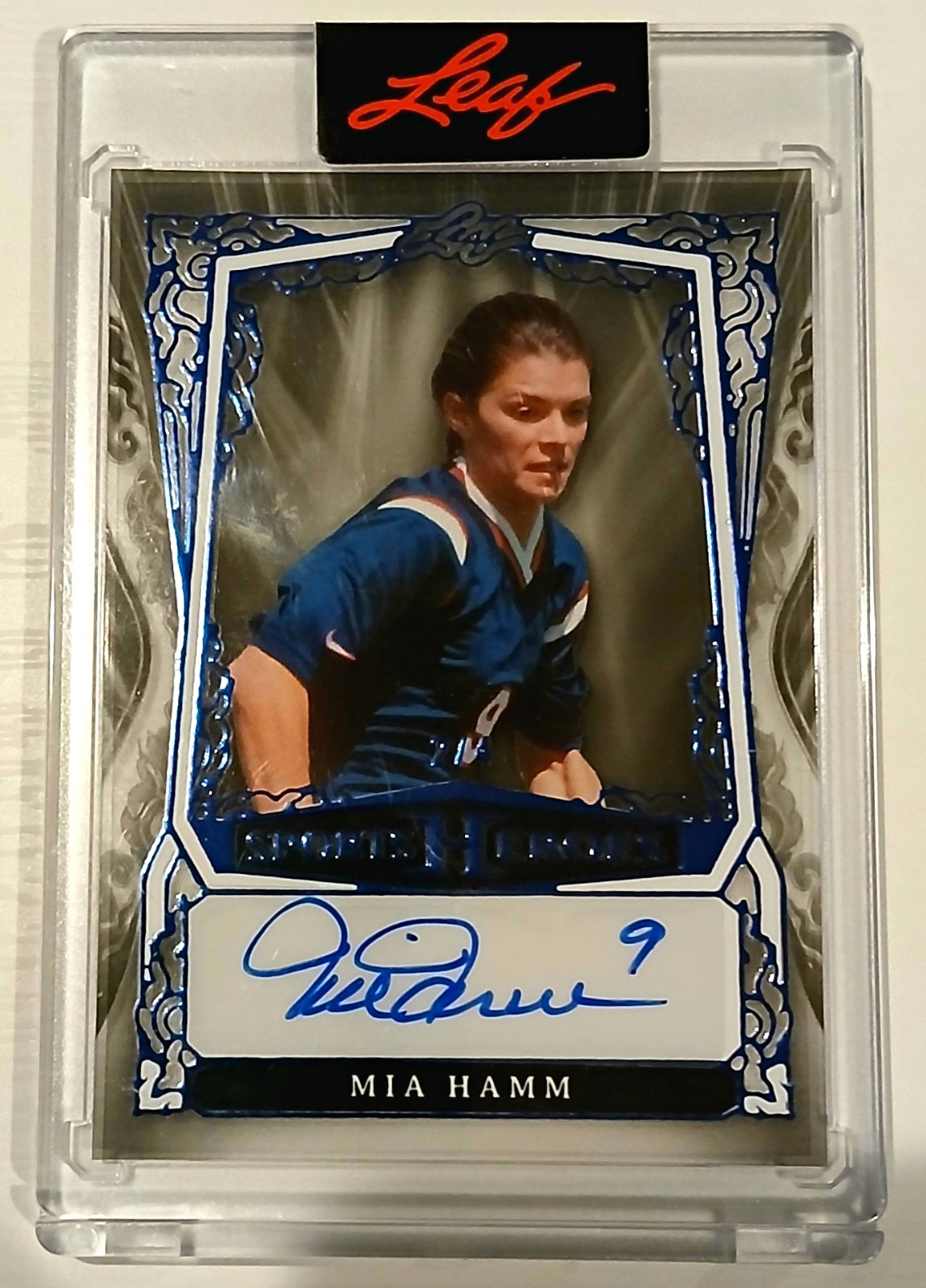 Mia Hamm 2025 Leaf Metal Sports Heroes USA Blue Color Match Acetate Auto /4