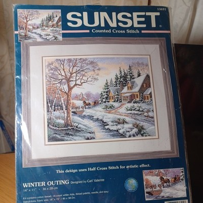 Winterausflug Sonnenuntergang/Abmessungen #13691 gezähltes Kreuzstich-Set - 14''x 11'' P94