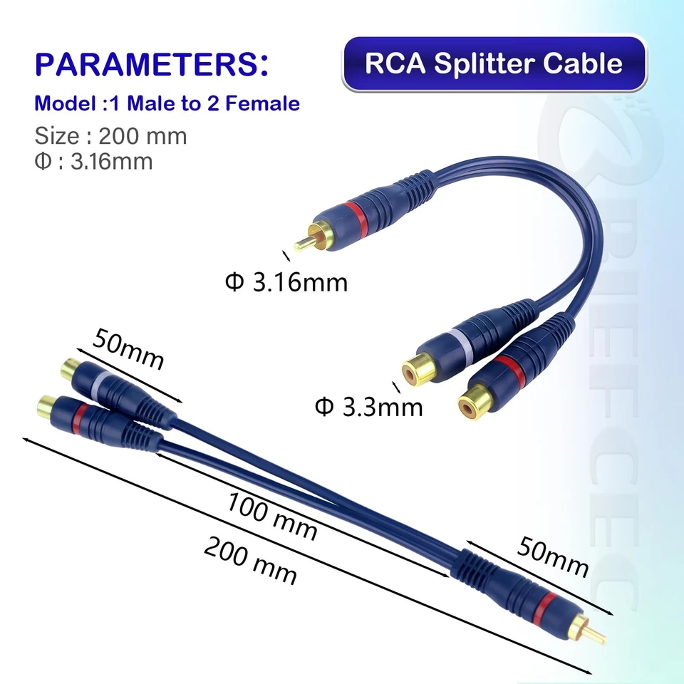 Cavo Splitter RCA Y Adattatore RCA Maschio a Doppio Femmina 15cm Cavo Subwoofer - Immagine 2 di 4