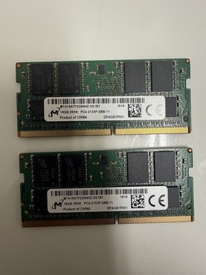2x Micron 16GB DDR4 2RX8 PC4-2133P Laptop Memory RAM MTA16ATF2G64HZ-2G1B1, WORKS