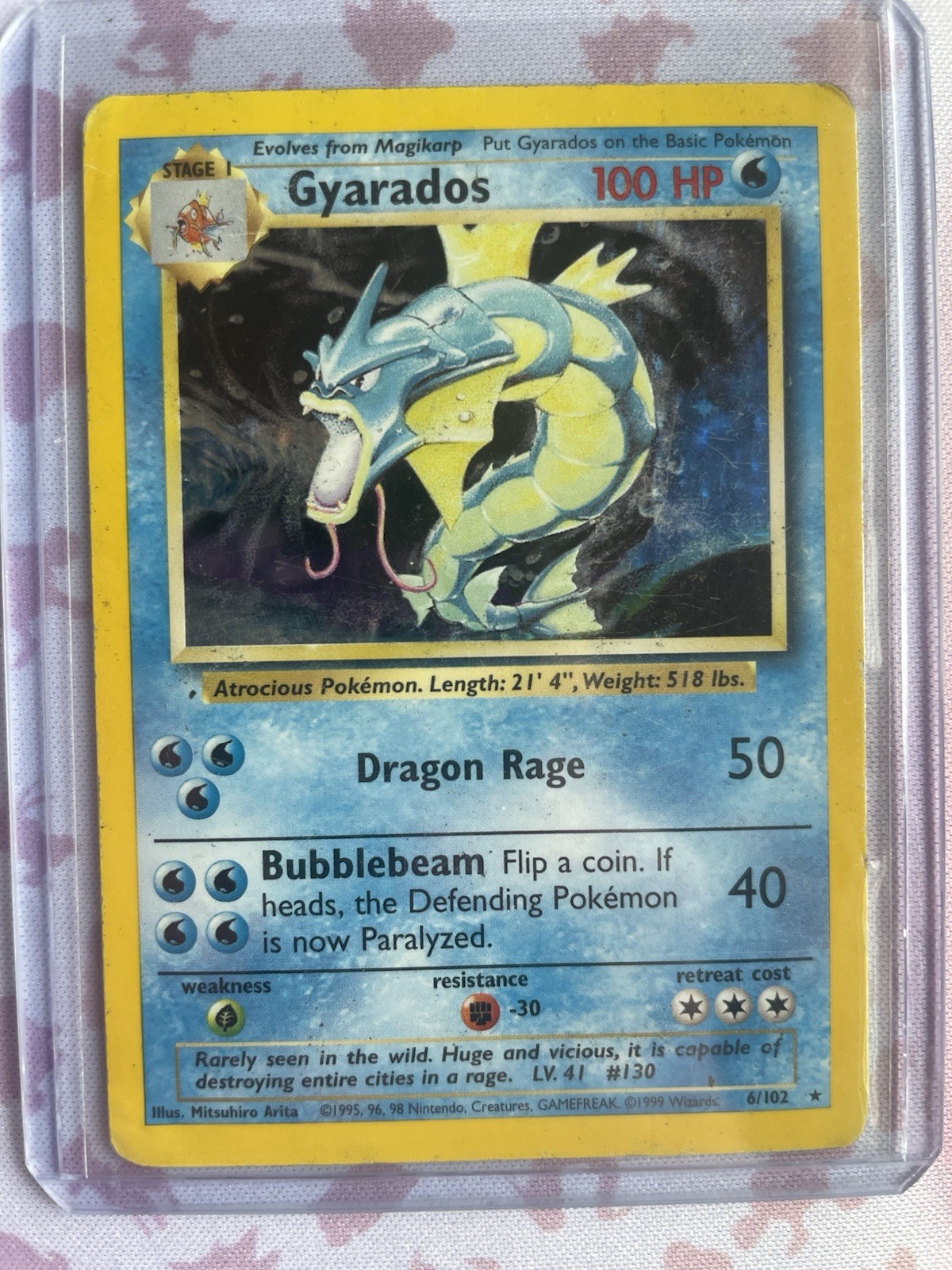 Gyarados 6/102 Base Set Holo Rare Pokemon Card 1999 Vintage HP Condition