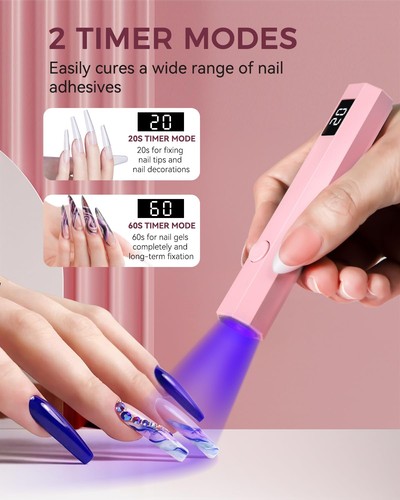 UV Nail Light Handheld UV Light for Nails 3W Portable Led Lamp with 2 Timer Sett - Picture 7 of 9