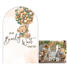 Aerdce Teddy Bear Arch Backdrop 4X7Ft We Can Bearly Wait To Meet You Arched