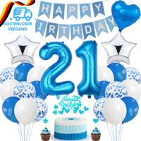 21. Geburtstag Dekoration,Blau Tortendeko Geburtstag 21 Jahre MäNner,Party Deko