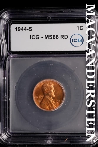 1944-S Lincoln Wheat Cent-ICG MS 66 RD Choice Gem BU No Reserve #SLL633