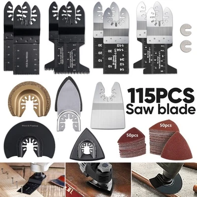 GARBERIEL 115/230PACK Multi Tool Oscillating Saw Blades Cutter Metal Carbon Wood Sandpaper