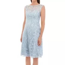 Adrianna Papell Women's Sleeveless Sequin Embroidered Fit and Flare Dress Sz 4