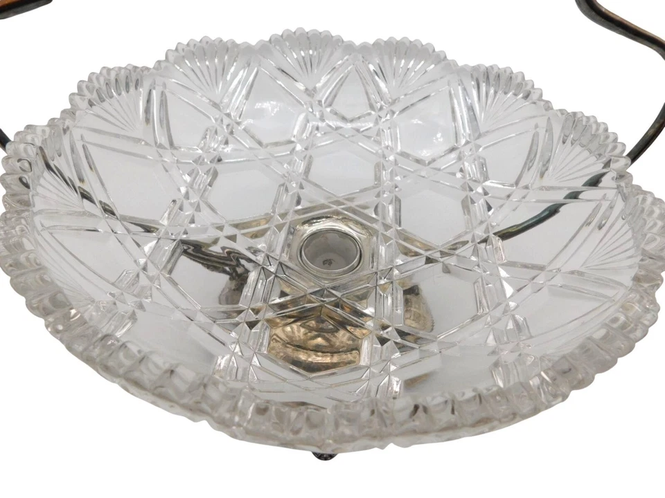 Cuenco de vidrio cortado vintage Pairpoint Co cuádruple plateado con patas para novia Foto 4 de 4