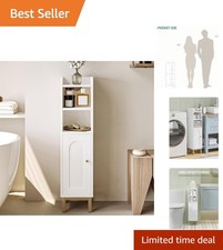 Elegant Narrow Bathroom Storage Cabinet with Adjustable Shelves for Small Spaces
