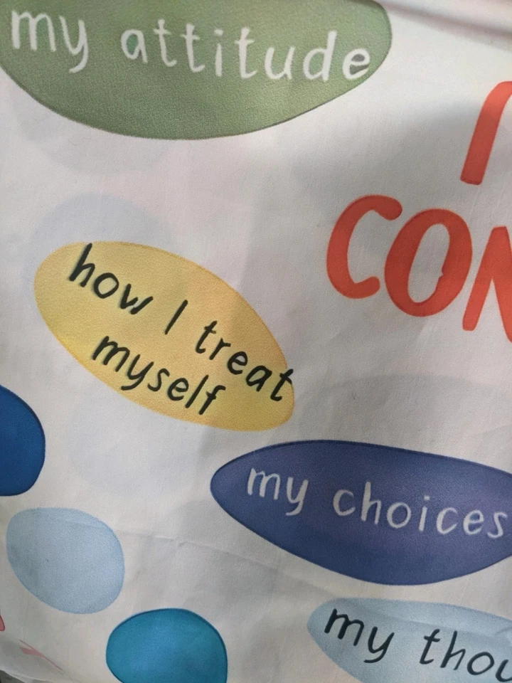 Tapiz de tela de salud mental círculo de control blanco multicolor decoración Foto 3 de 3