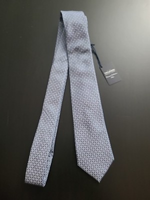 T.M. Lewin Jermyn St. London Pure Silk Tie Handmade Textured Diamond Navy  NEW
