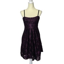 Studio Y Purple & Black Lace Whimsigoth Fit and Flare Dress Dark Fairy Size 3/4