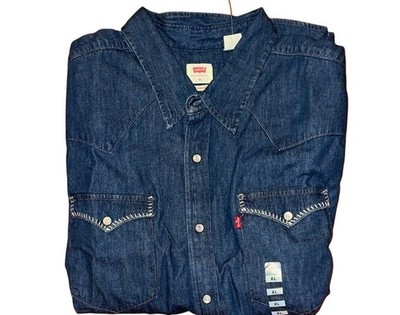 Levi's Mens Classic Western Standard Fit Snap Front Denim Blue Levis Shirt Sz-XL
